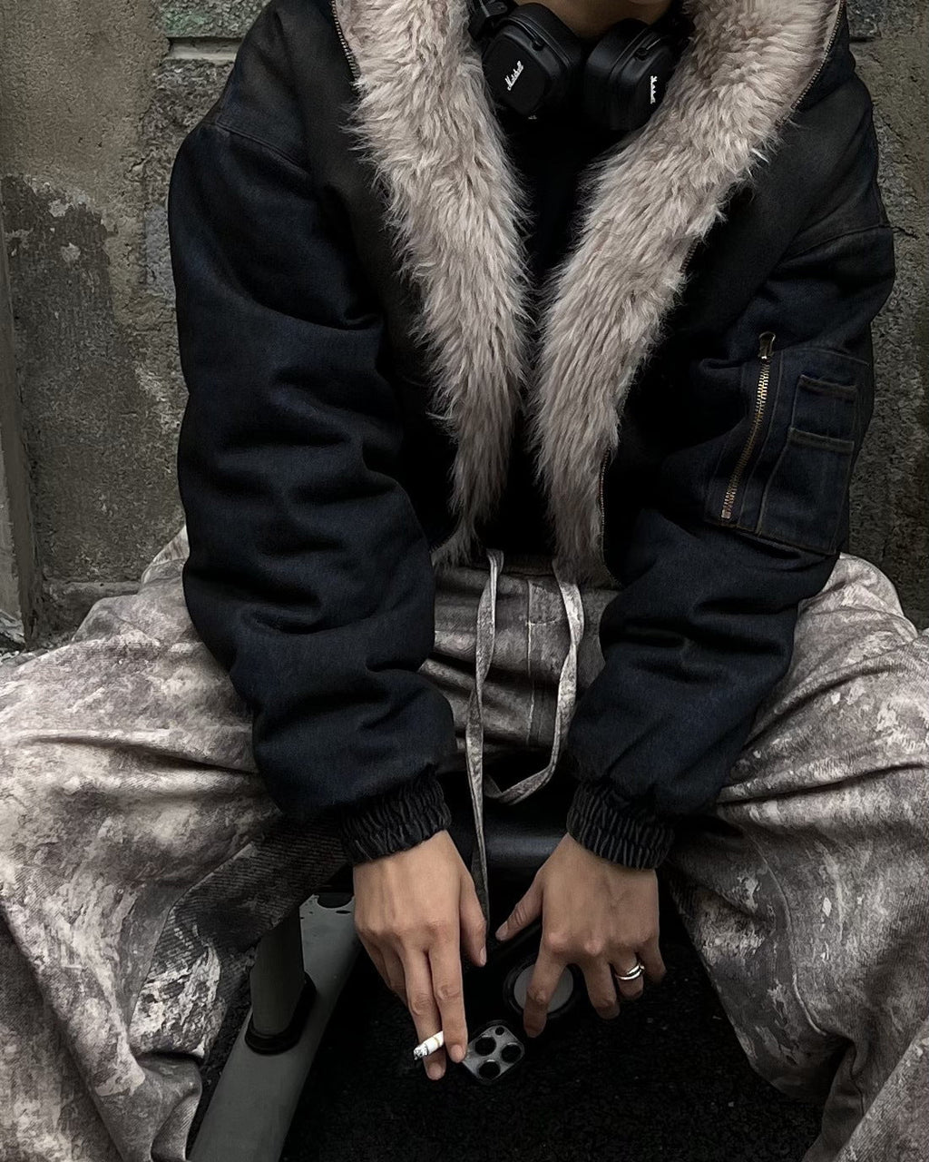 Vintage Distressed Hooded Jacket
