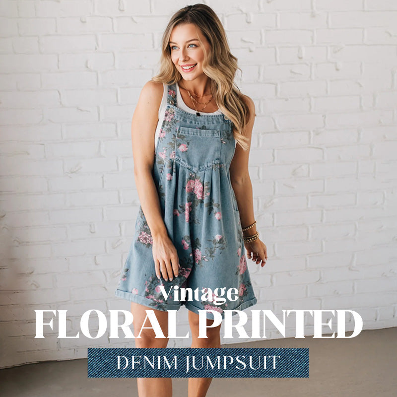 Vintage Floral Printed Denim Jumpsuit🌸