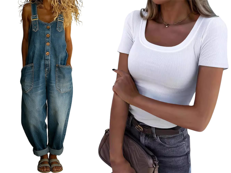 ✨ Easy Everyday Comfort | Women's Relaxed-Fit Denim Overalls with Deep Pockets