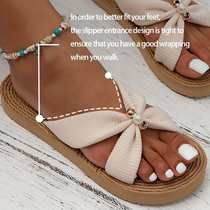 Boho Beaded Summer Slide Sandals