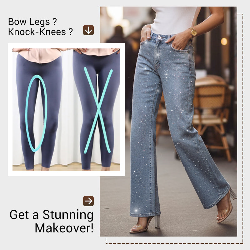 Rhinestone-Embellished Straight-Leg Jeans