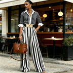 ⏳Time-Limited Special⏰Women's Striped Shirt & Wide-Leg Pants 2-Piece Set