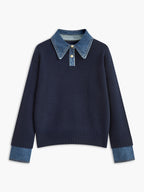 2 in 1 Panel Lapel Relaxed Sweater