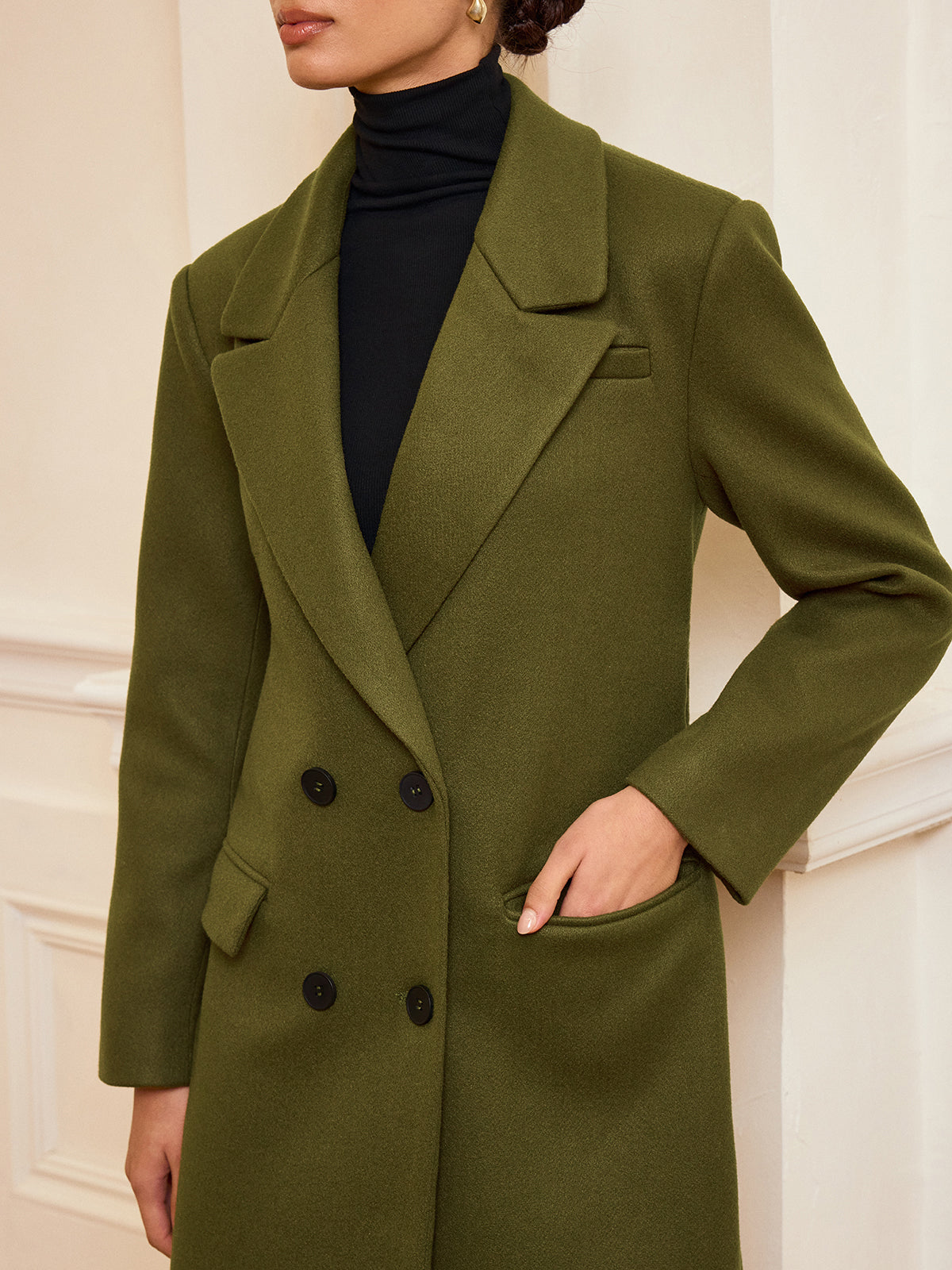 Double-Breasted Belted Long Coat