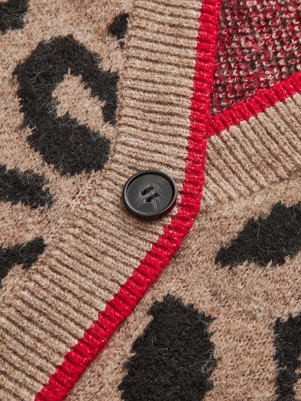 Cherry Leopard Print Knit Cardigan