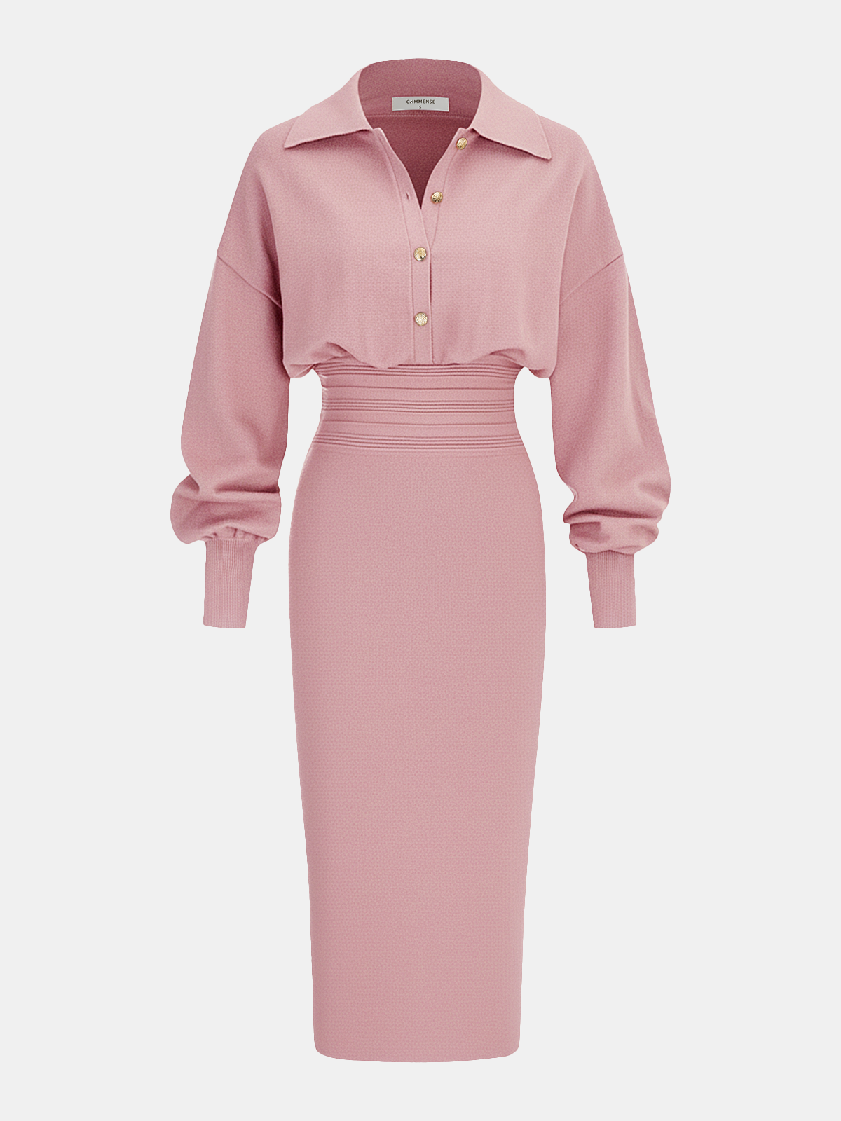 Cinched Waist Knit Shirt Dress