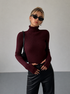 Minimalist Turtleneck Slim Knit Top