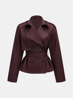 ‌Loose‌ Double‑Breasted Belted Trench Jacket