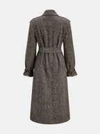 Tailored Herringbone Belted Long Coat