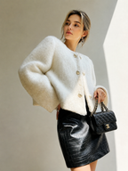 Fuzzy Button Short Wool Coat