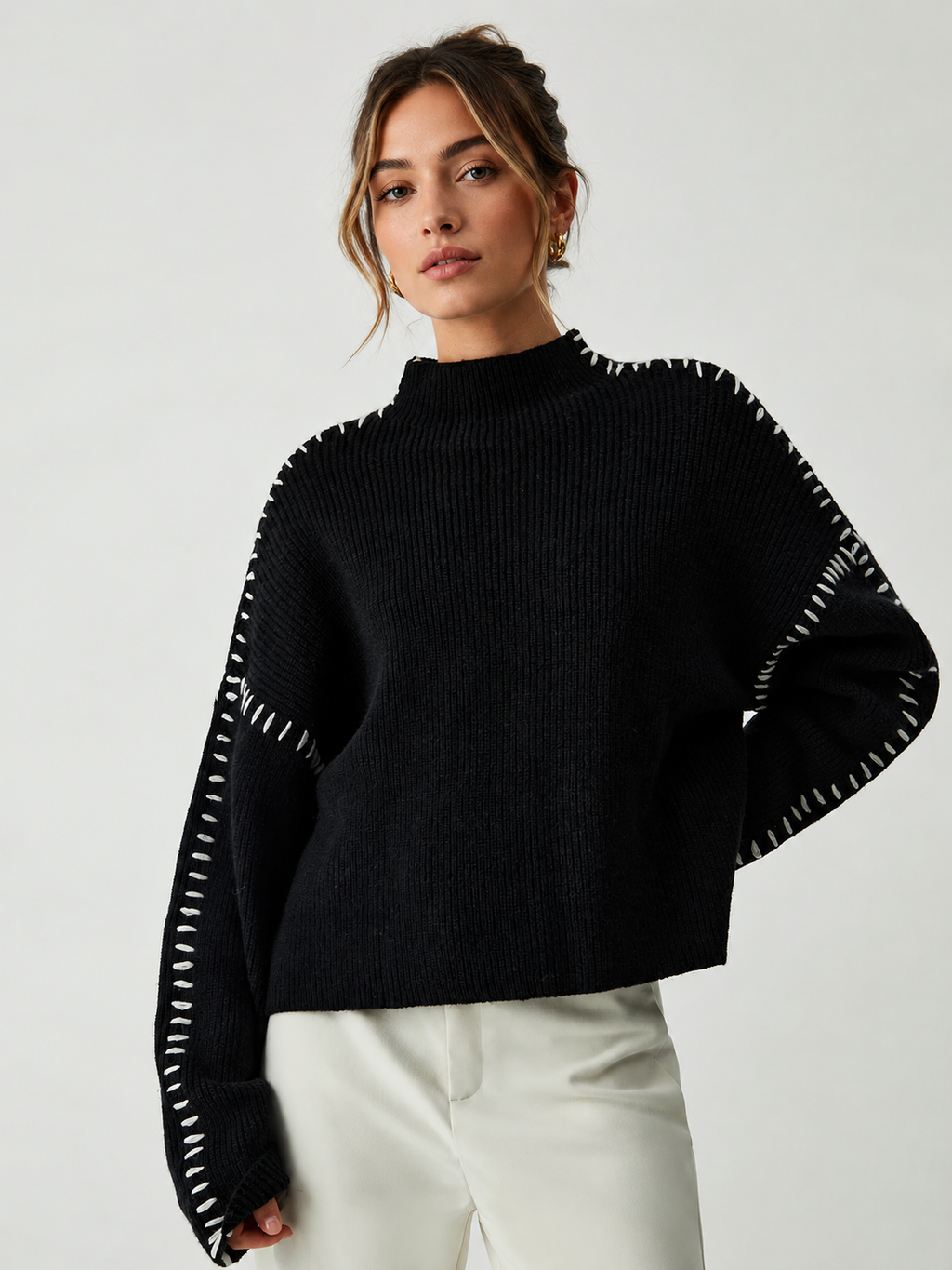 Shift The Focus Oversized Mock Neck Sweater