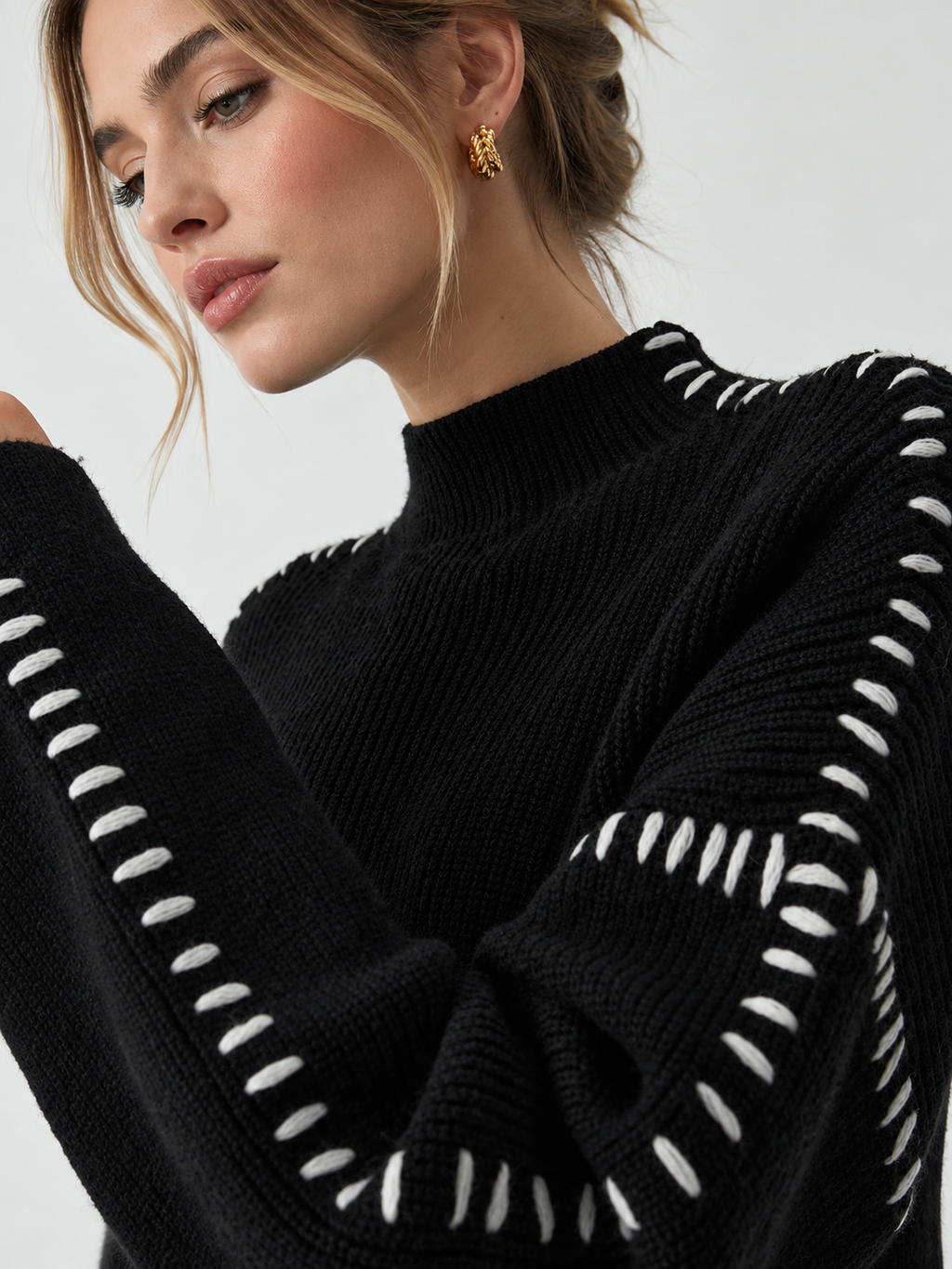 Shift The Focus Oversized Mock Neck Sweater