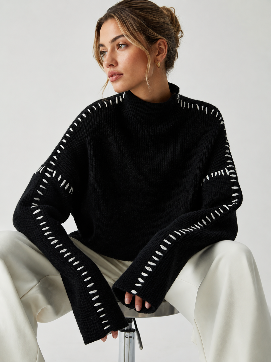 Shift The Focus Oversized Mock Neck Sweater