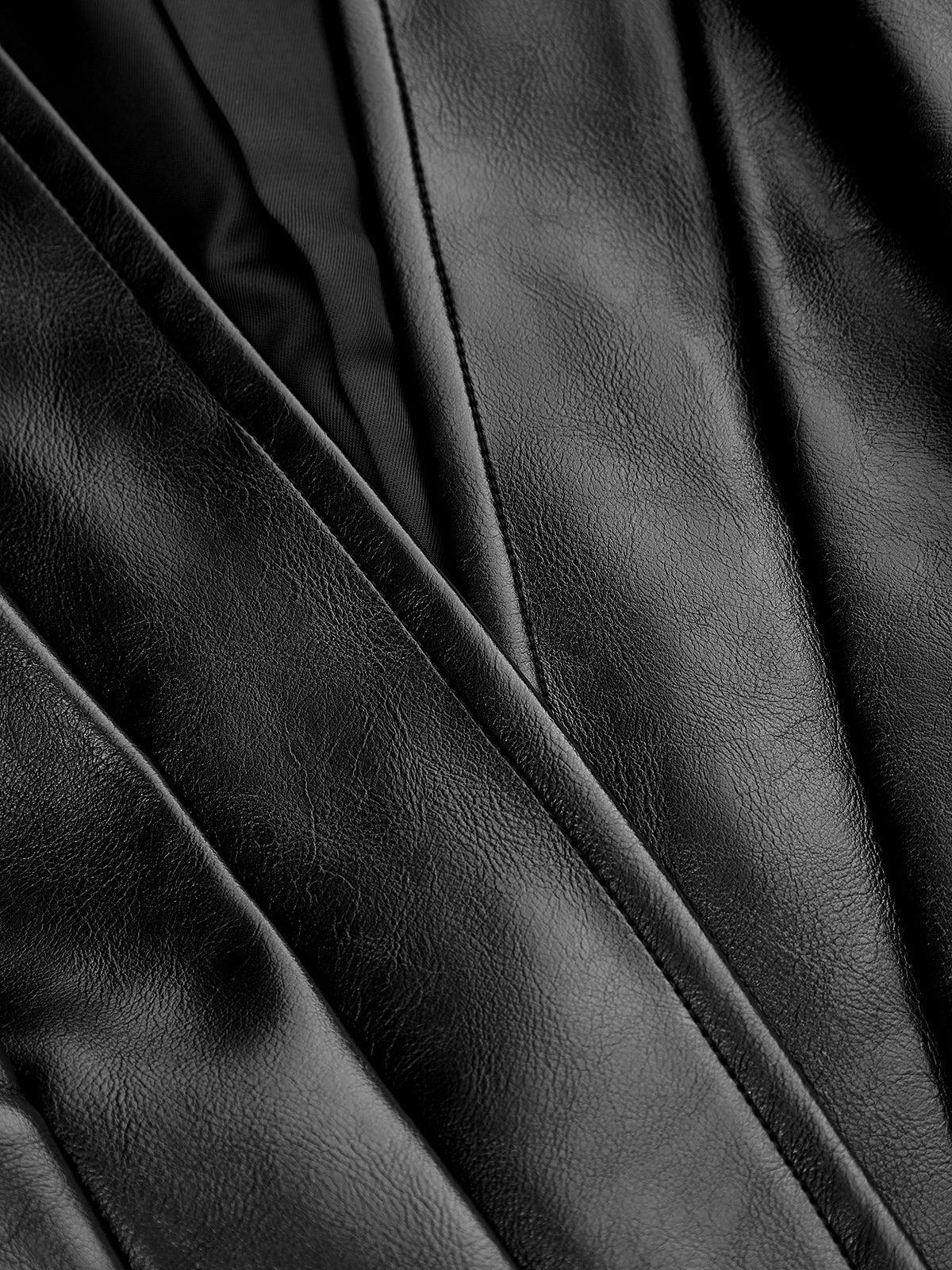 Peplum Faux Leather V Neck Jacket