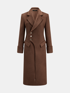 Asymmetric Tailored Wool Blend Long Coat