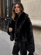 Solid Faux Fur Collar Jacket