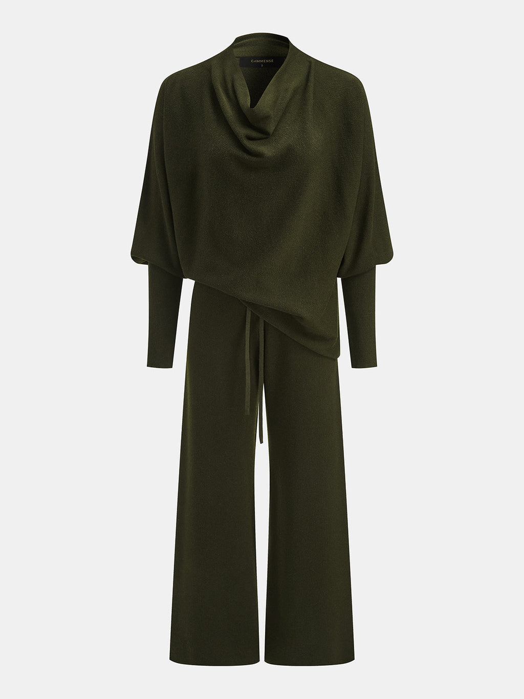 Cowl Neck Draped Knit Two‑Piece Set