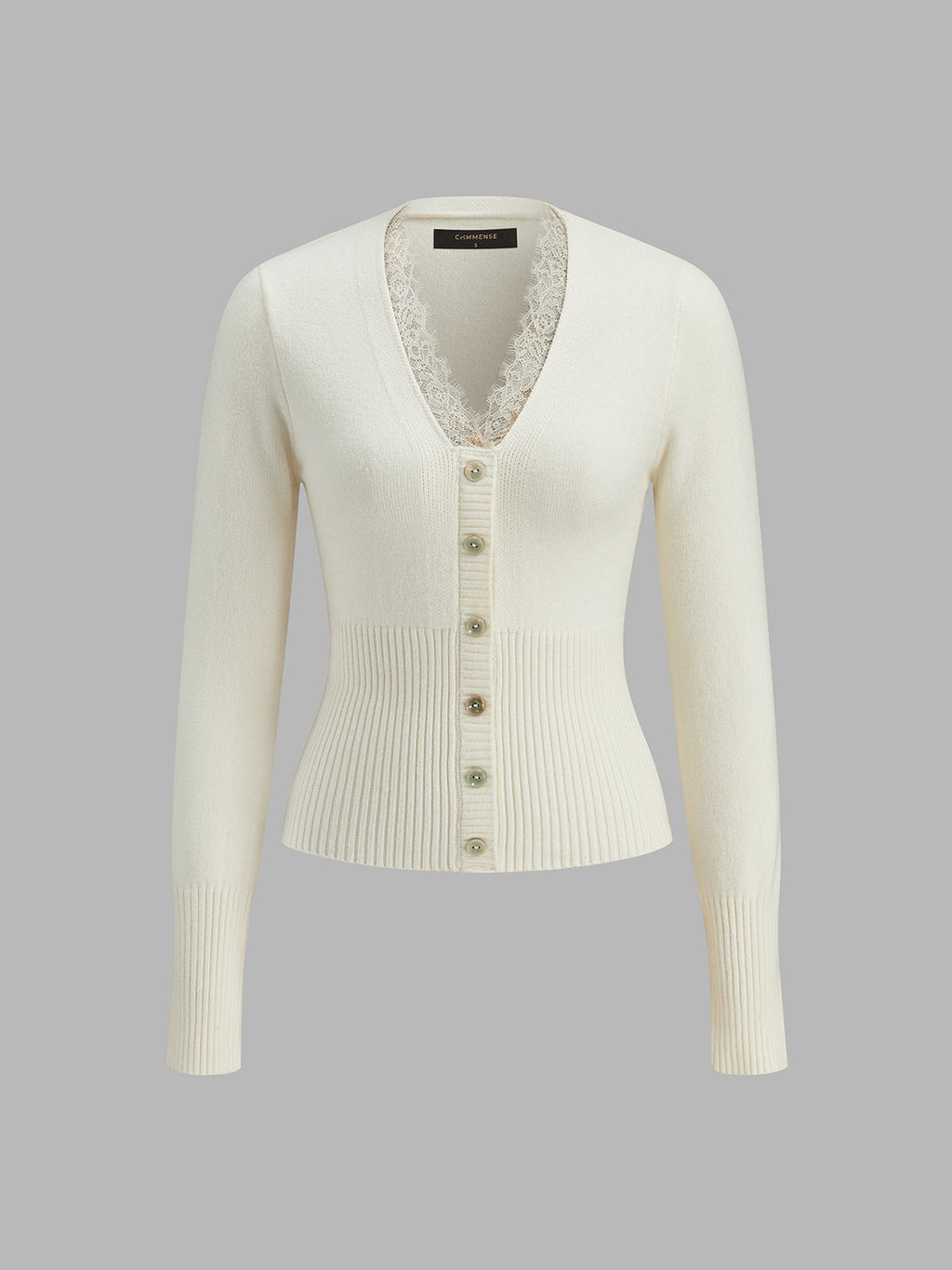 Lace Trim V-Neck Knit Sweater