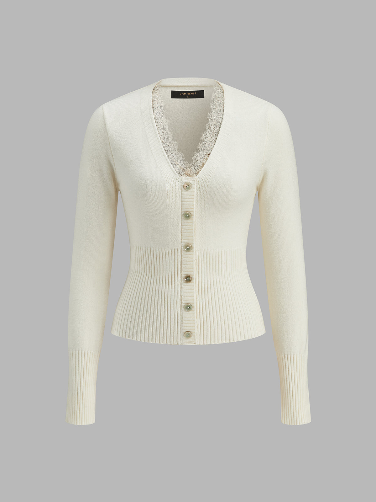 Lace Trim V-Neck Knit Sweater