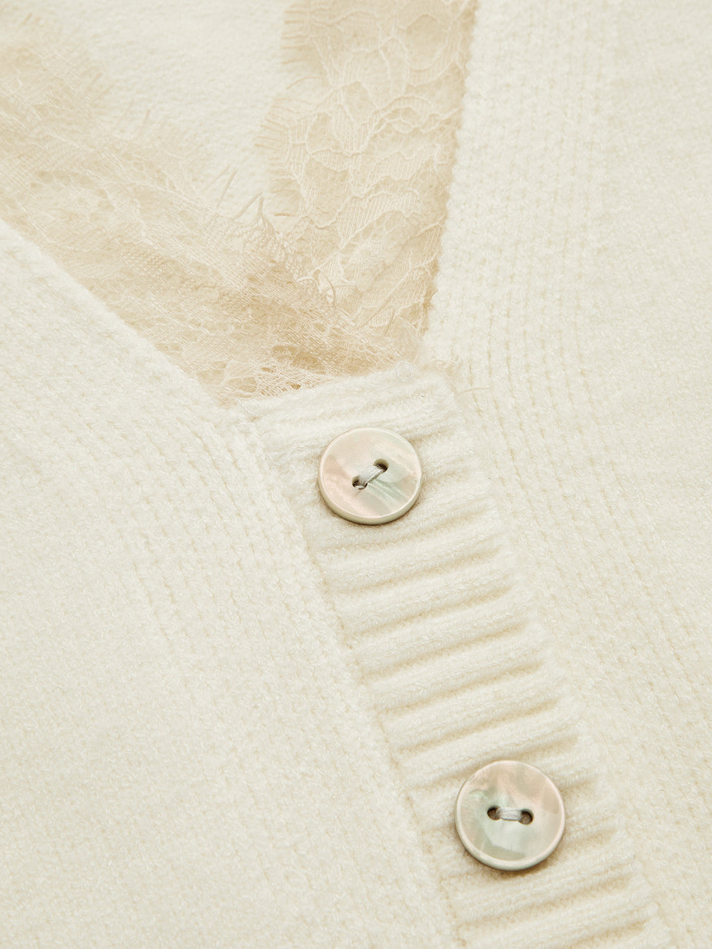 Lace Trim V-Neck Knit Sweater