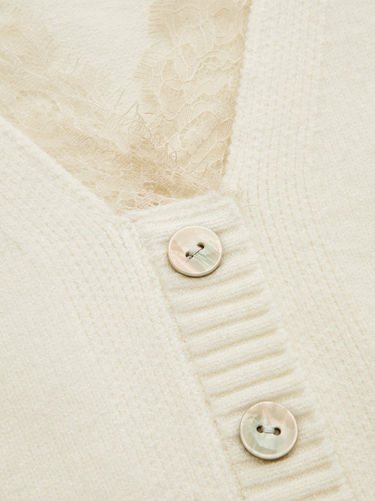 Lace Trim V-Neck Knit Sweater