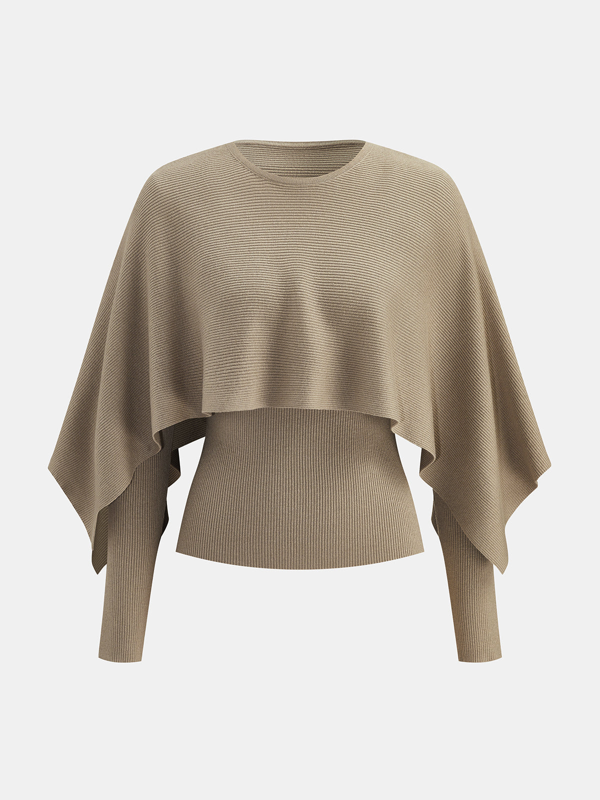 Knit Cape & Wool Blend Rib Top Two‑Piece Set
