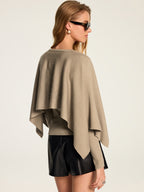 Knit Cape & Wool Blend Rib Top Two‑Piece Set