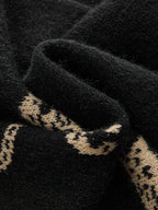 Leopard Jacquard V Neck Knit Cardigan