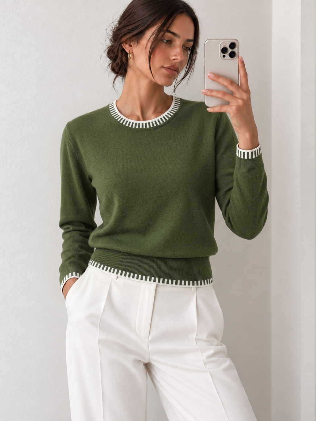 Contrast Trim Knit Sweater