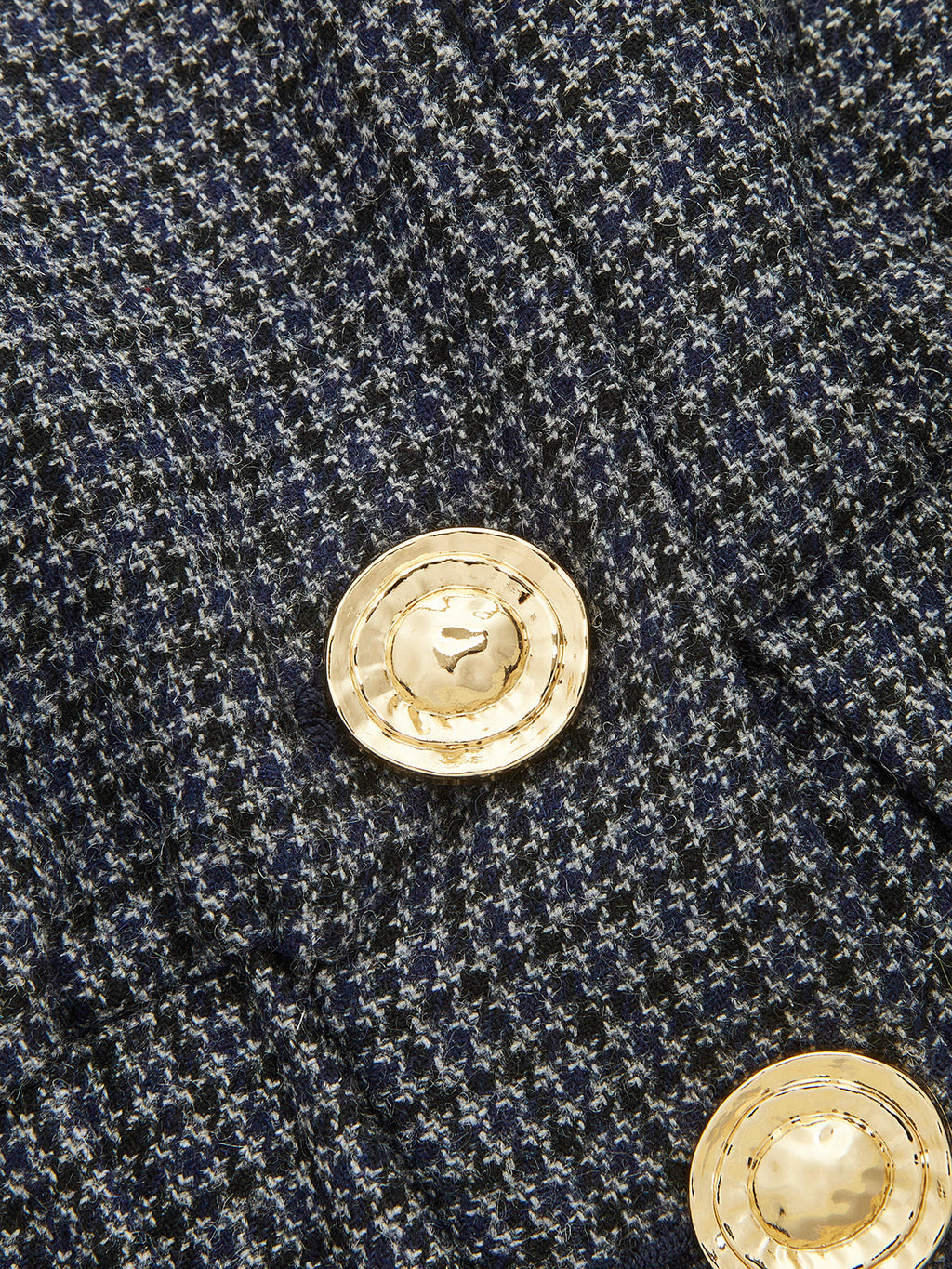 Corduroy Collar Houndstooth Wool Blend Jacket