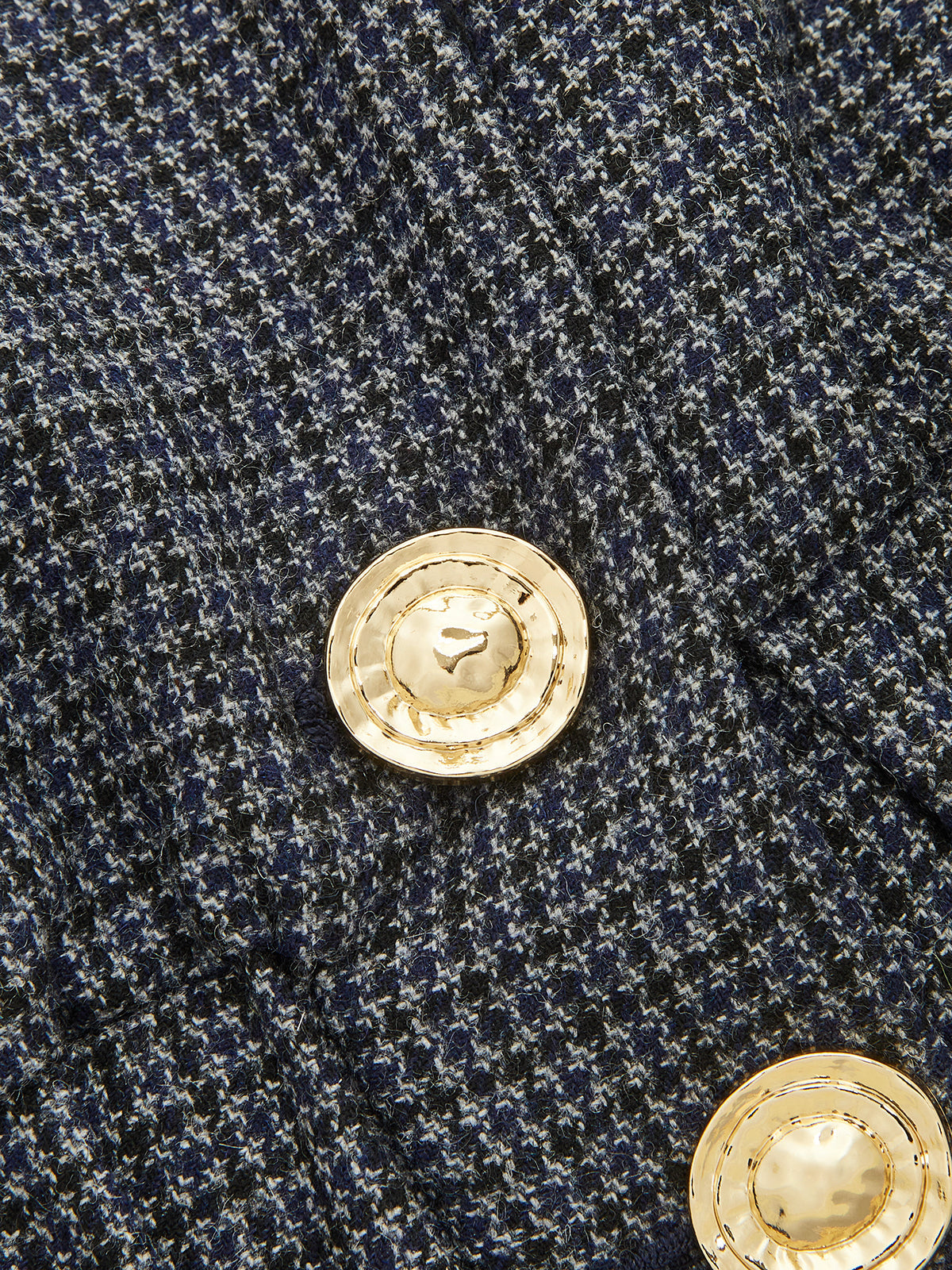 Corduroy Collar Houndstooth Wool Blend Jacket