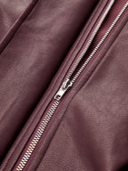 Drawstring Waist Faux Leather Jacket