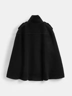Double Breasted Wool Blend Cape Coat