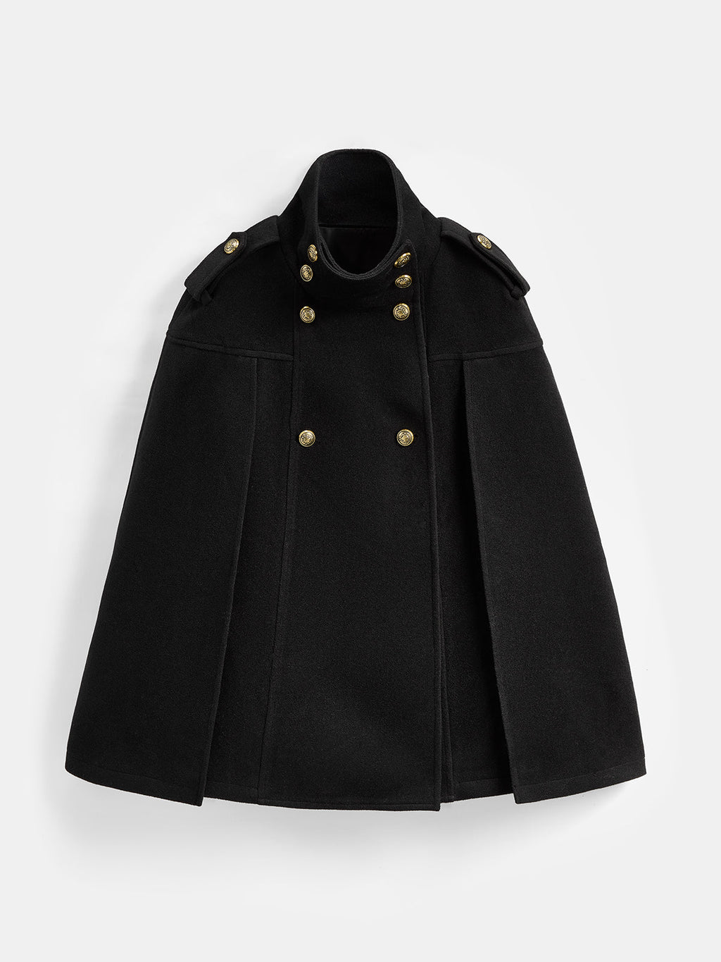 Double Breasted Wool Blend Cape Coat