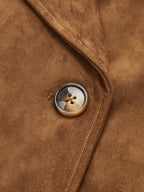 Belted Faux Suede Double‑Breasted Trench Coat