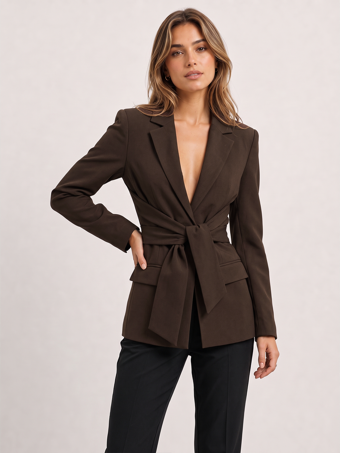 Tie-Waist Tailored Blazer
