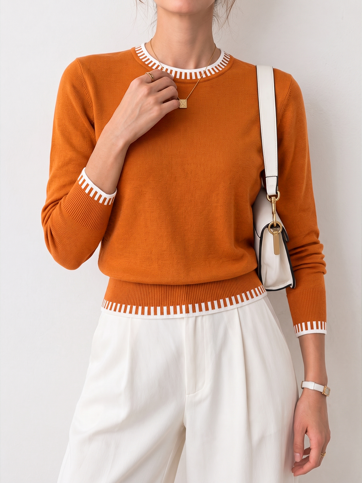 Contrast Trim Knit Sweater