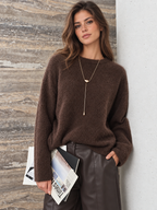 Drop Shoulder Loose Wool Blend Fuzzy Sweater