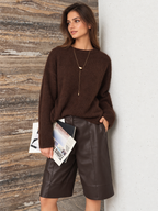 Drop Shoulder Loose Wool Blend Fuzzy Sweater