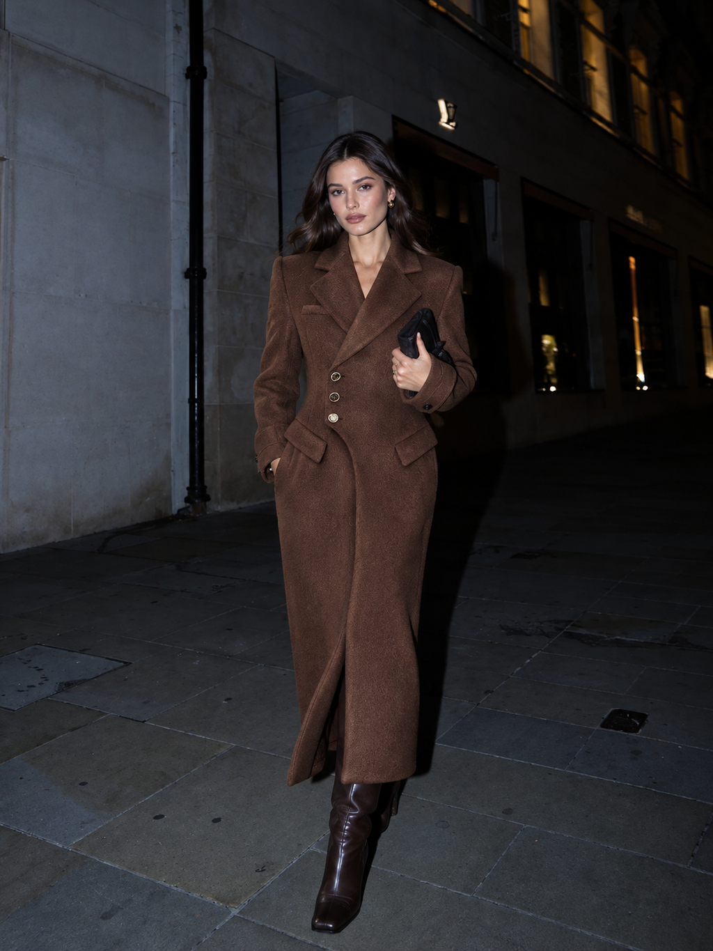 Asymmetric Tailored Wool Blend Long Coat