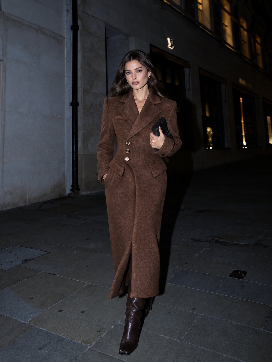 Asymmetric Tailored Wool Blend Long Coat