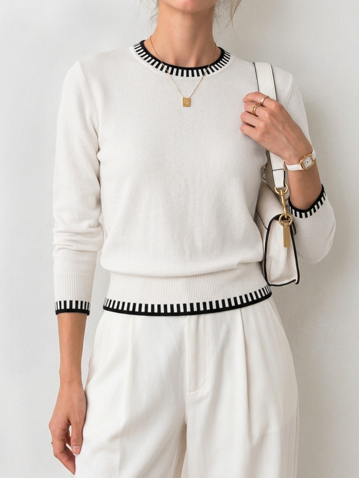 Contrast Trim Knit Sweater