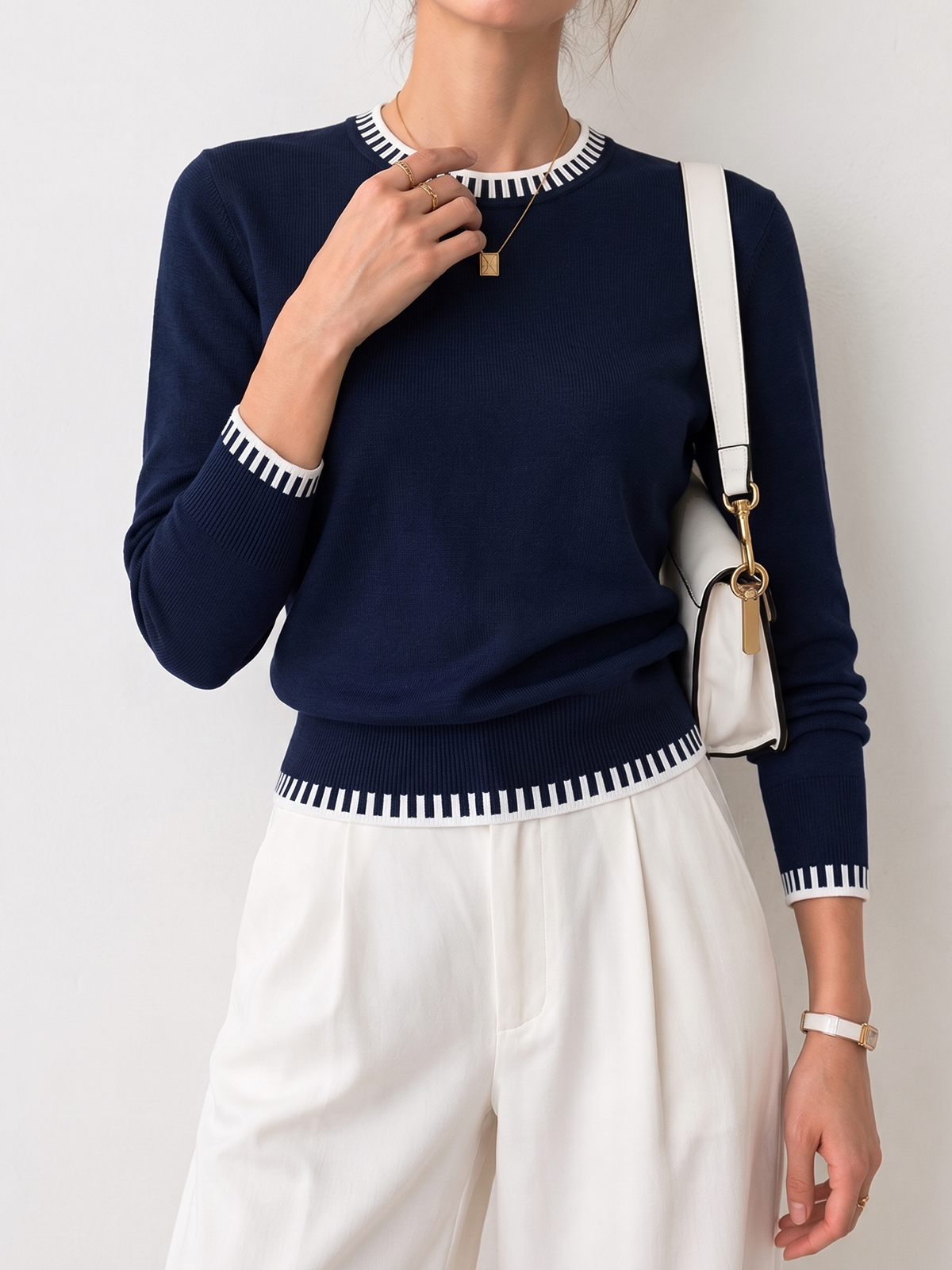 Contrast Trim Knit Sweater