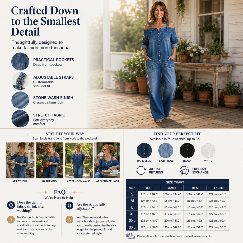 Wide-Leg Loose Jumpsuit with Pockets