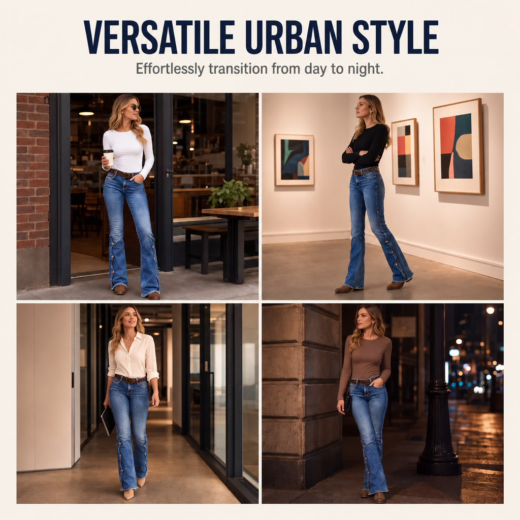 Women’s High-Waisted Washed Flare Jeans