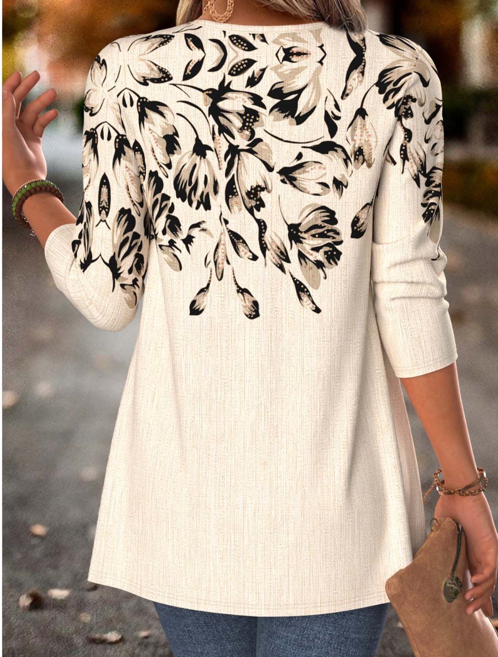 Floral Print Fake Two Piece Twinset