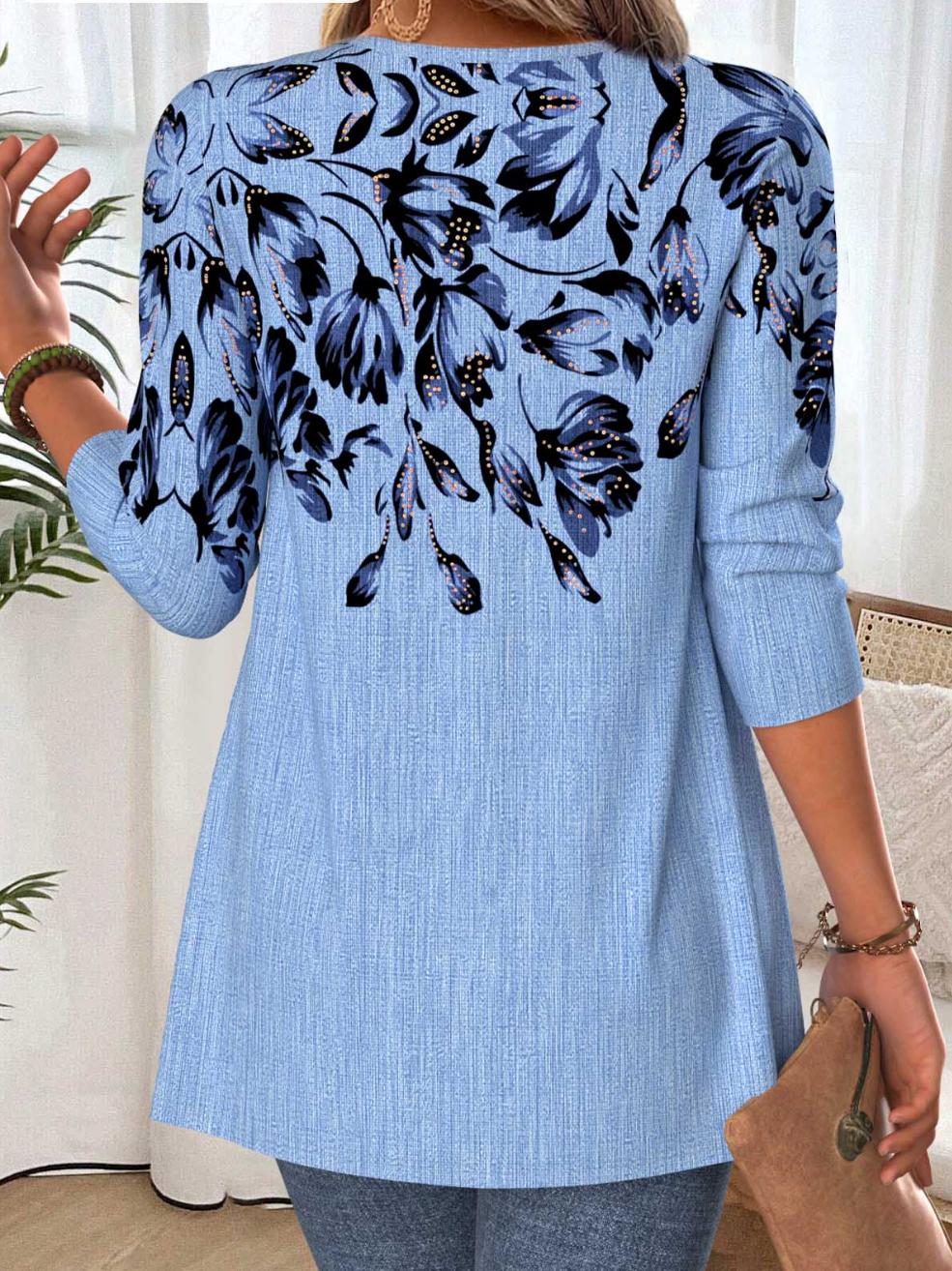 Floral Print Fake Two Piece Twinset