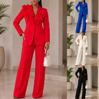 Elena™ | Elegant 2-Piece Blazer & Wide-Leg Pants Set