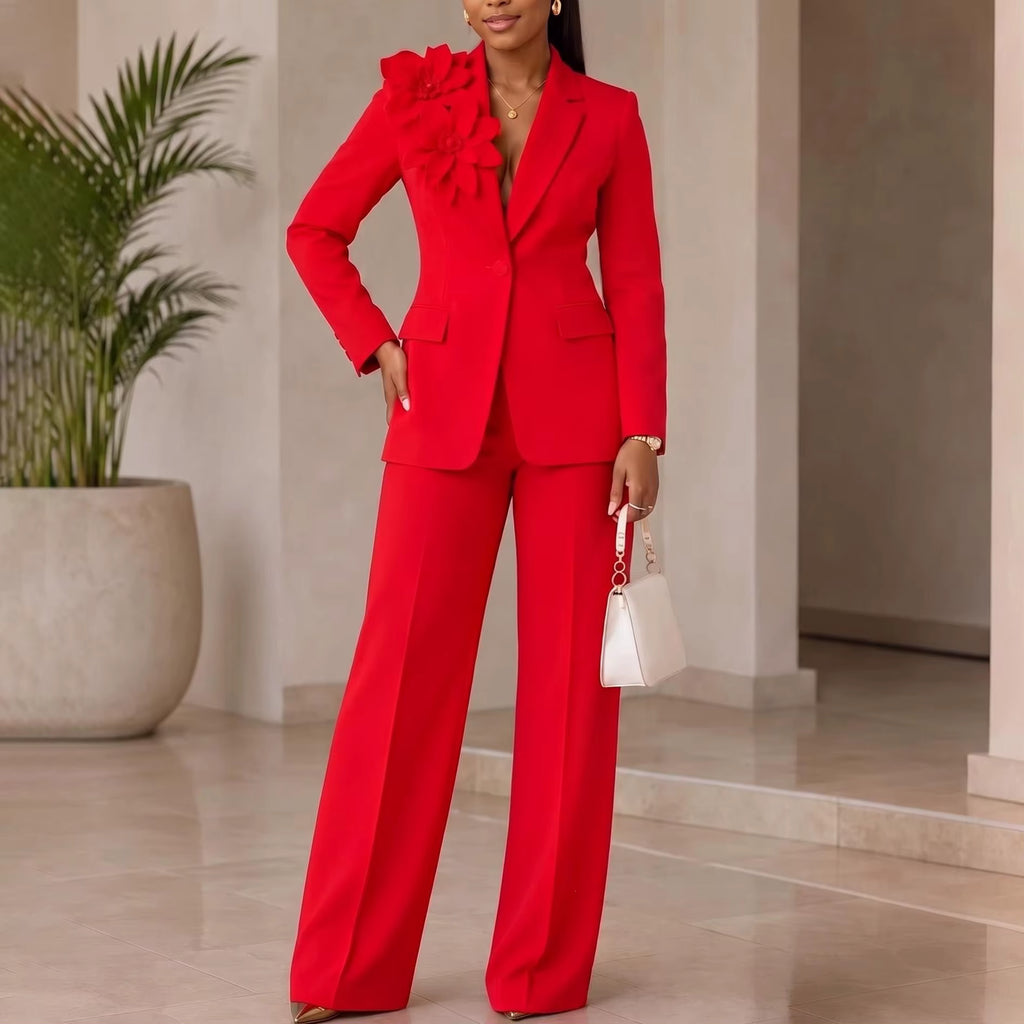 Elena™ | Elegant 2-Piece Blazer & Wide-Leg Pants Set