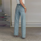 Rhinestone-Embellished Straight-Leg Jeans